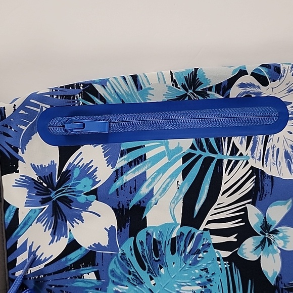 Mex Men's Swim Trunks Shorts Liner Blie White Tropical Print Size Large - Picture 5 of 12